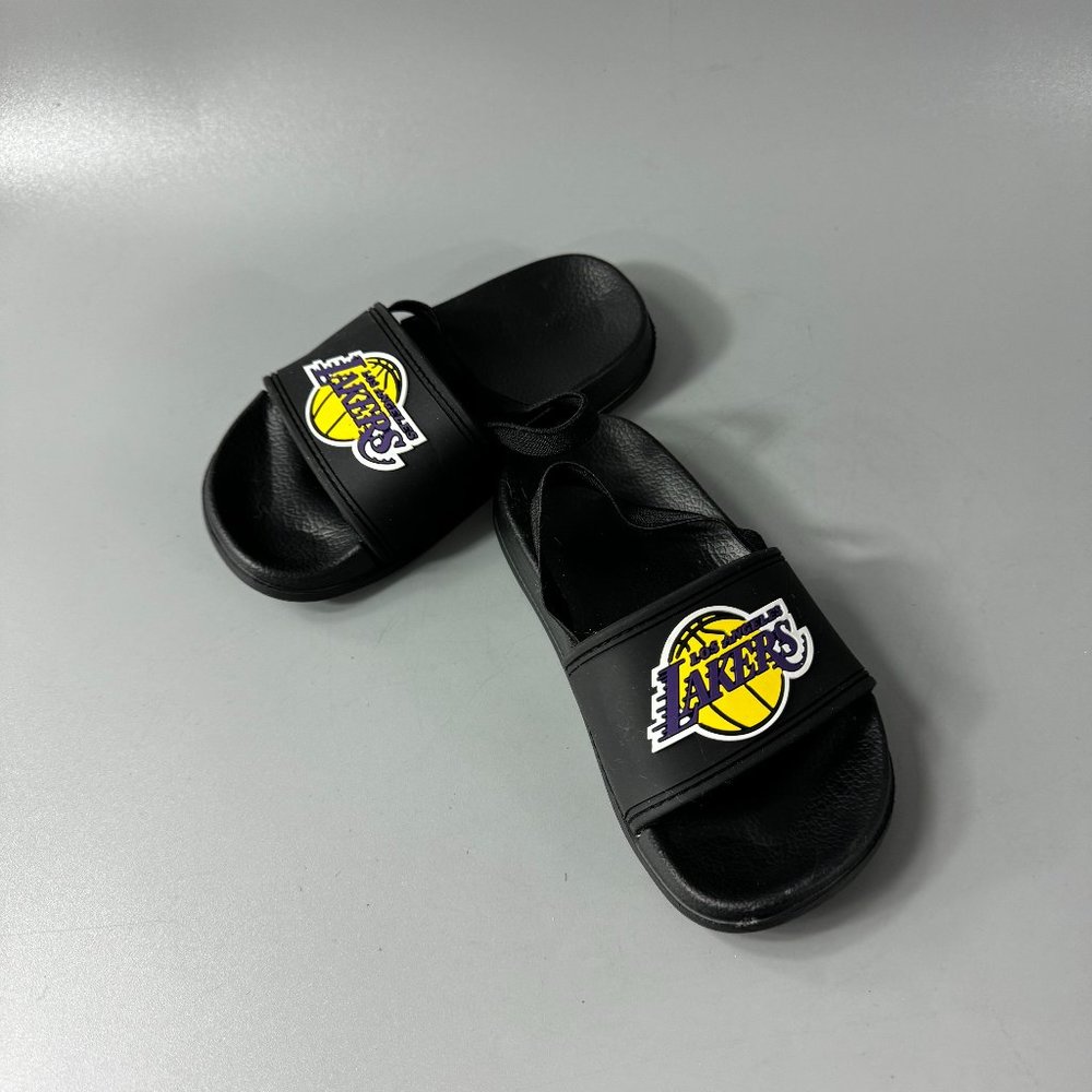 NBA Younger Boy Black LA Lakers Slingback Slides, Toddler 8